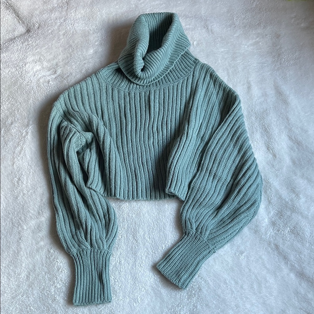 Streetwear Society Ribbed Cowl Neck Sweater - Light Blue
